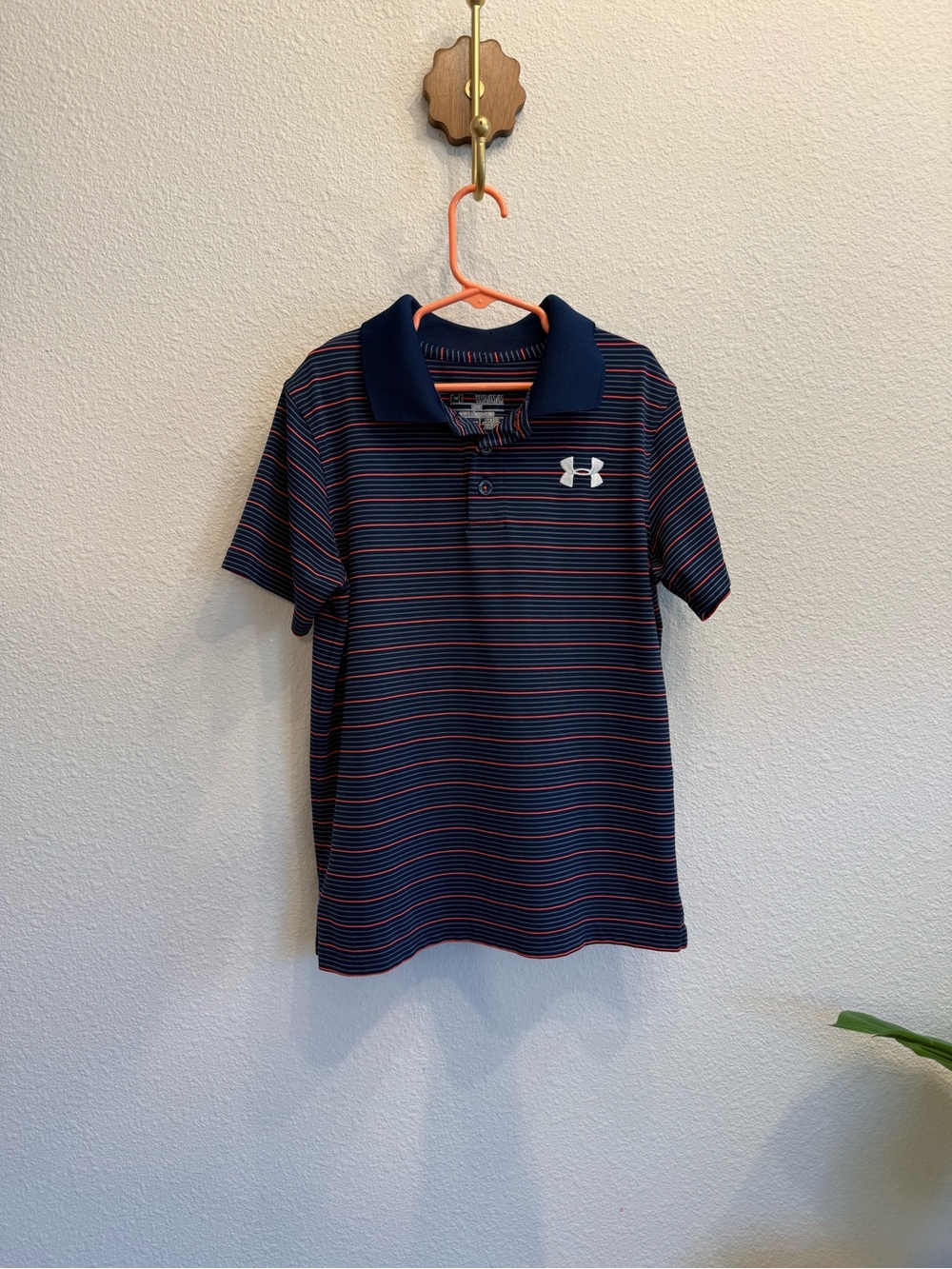Under Armour Boys' Navy Striped Polo Shirt | Size YMD